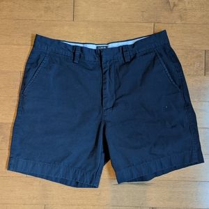 J. Crew Navy khaki shorts: 33” waist 7” inseam. Zip up EUC